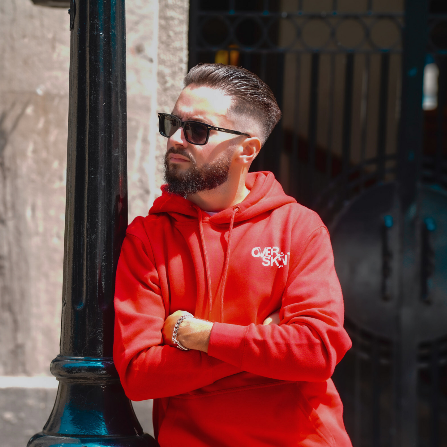 RED HOODIE WITH WHITE LOGO