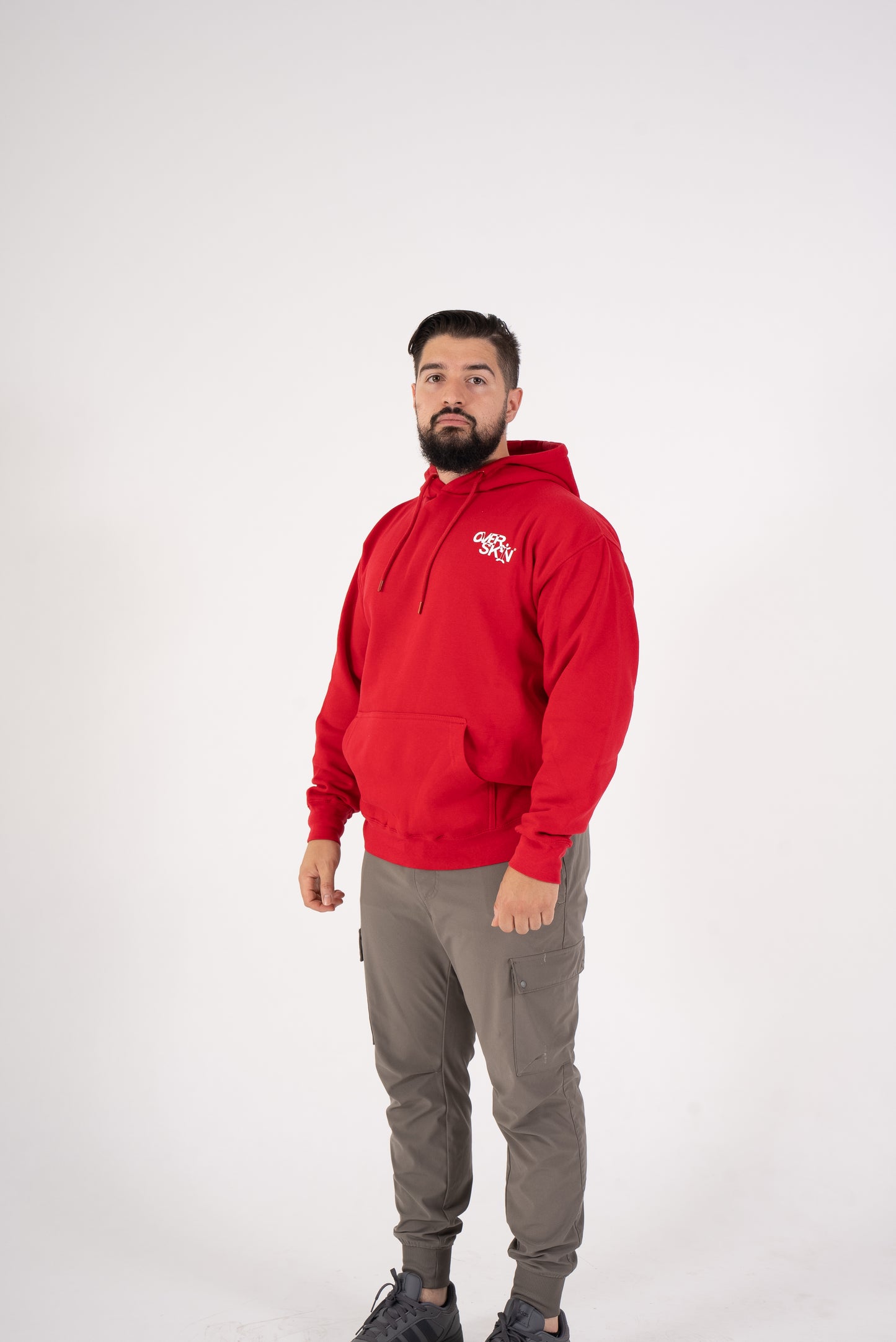 RED HOODIE WITH WHITE LOGO