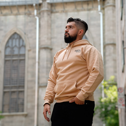 SWEAT À CAPUCHE SABLE AVEC LOGO NOIR