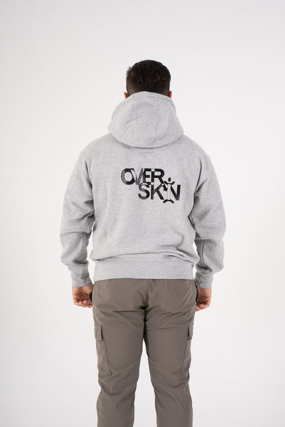 HEATHER GREY HOODIE WITH BLACK LOGO