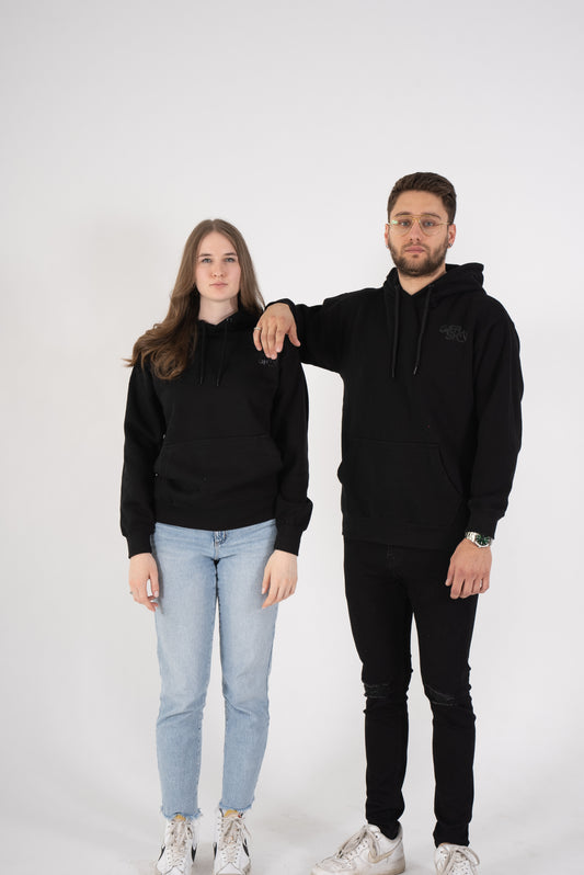 SWEAT À CAPUCHE NOIR AVEC LOGO NOIR