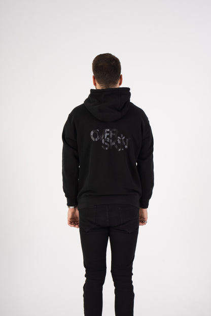 BLACK HOODIE WITH BLACK LOGO