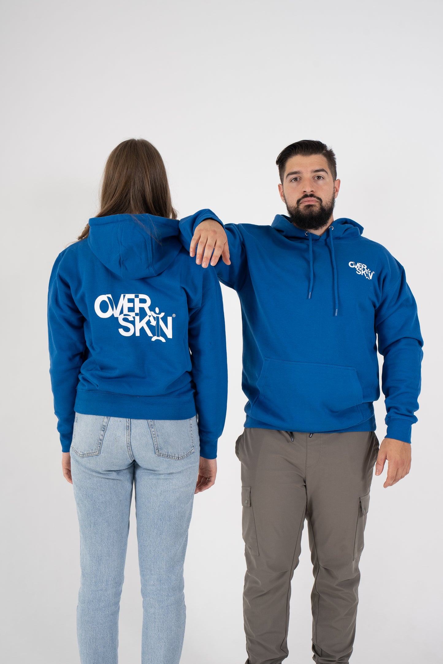 SWEAT À CAPUCHE BLEU ROYAL AVEC LOGO BLANC