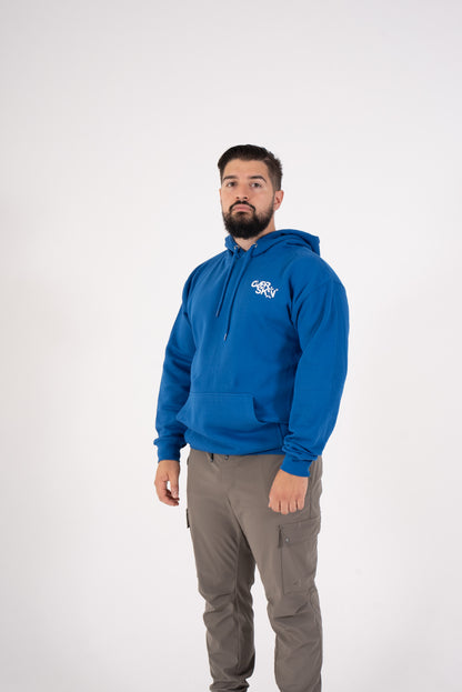 SWEAT À CAPUCHE BLEU ROYAL AVEC LOGO BLANC