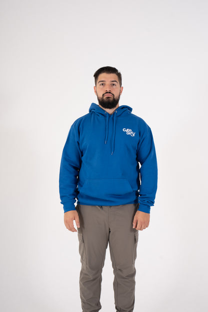 ROYAL BLUE HOODIE WITH WHITE LOGO