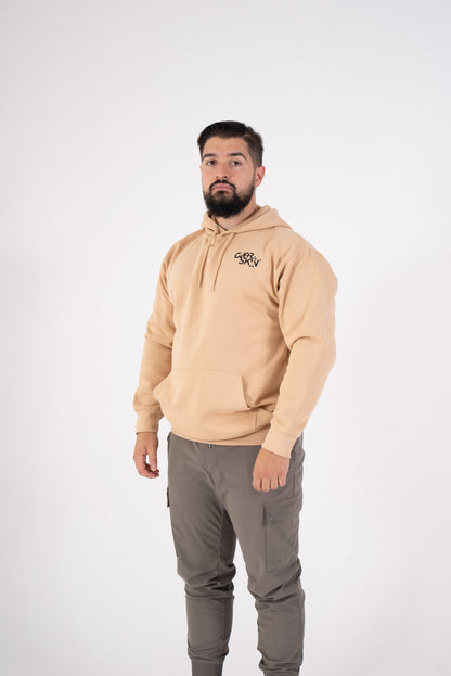 SAND HOODIE WITH BLACK LOGO