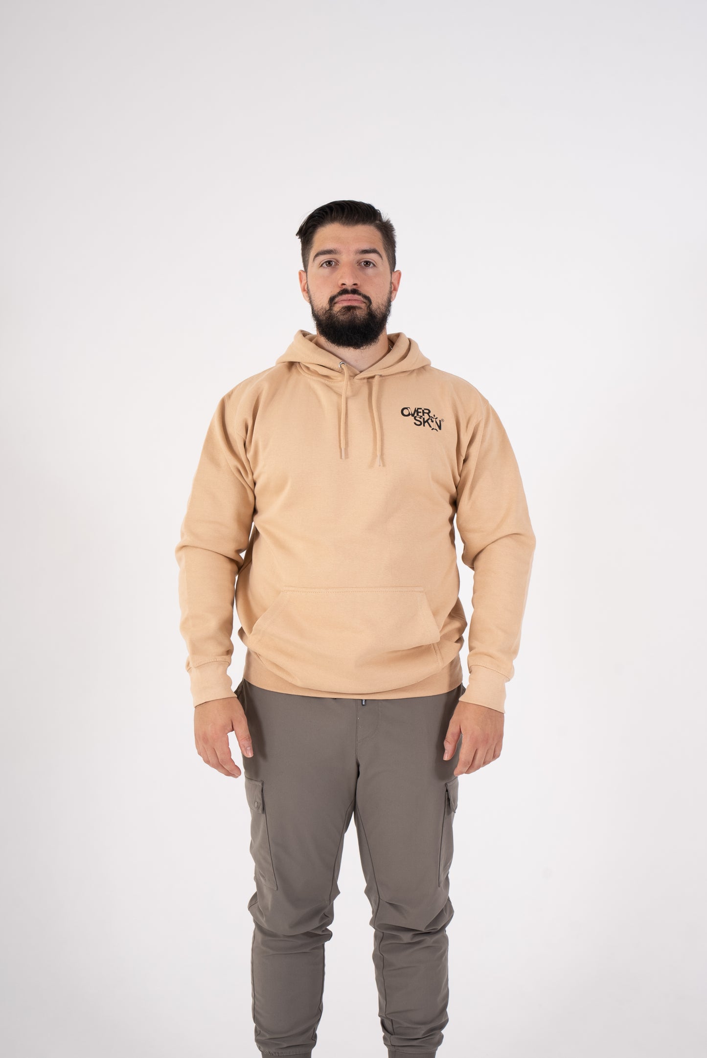 SAND HOODIE WITH BLACK LOGO