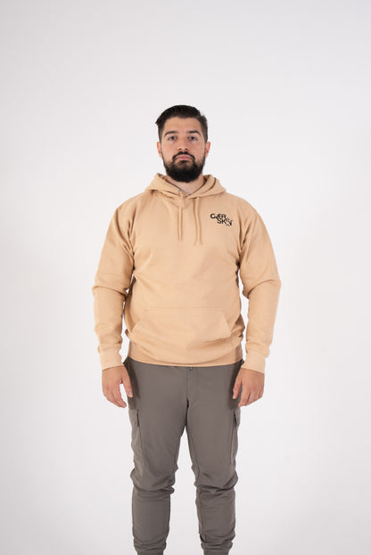 SWEAT À CAPUCHE SABLE AVEC LOGO NOIR