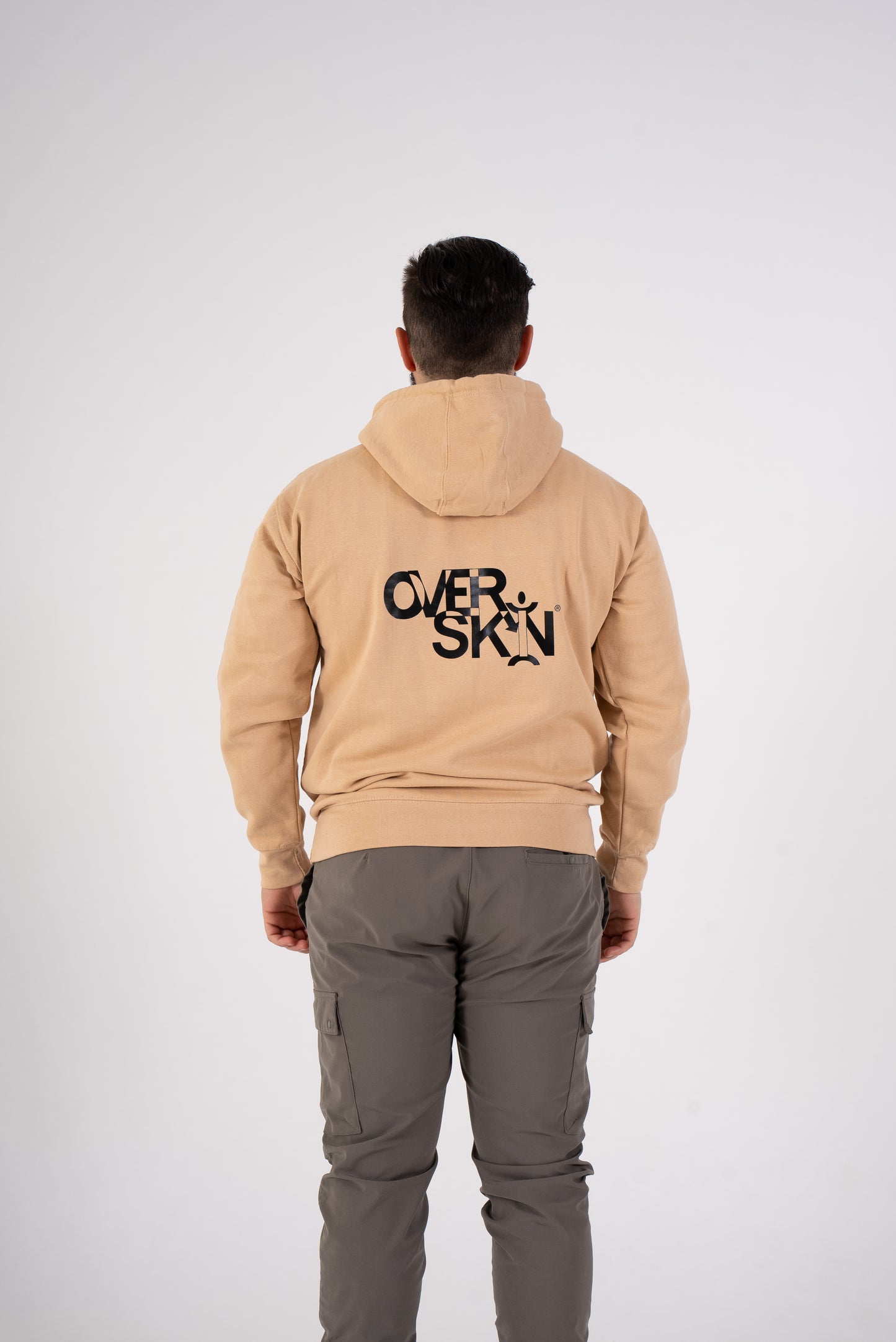 SAND HOODIE WITH BLACK LOGO