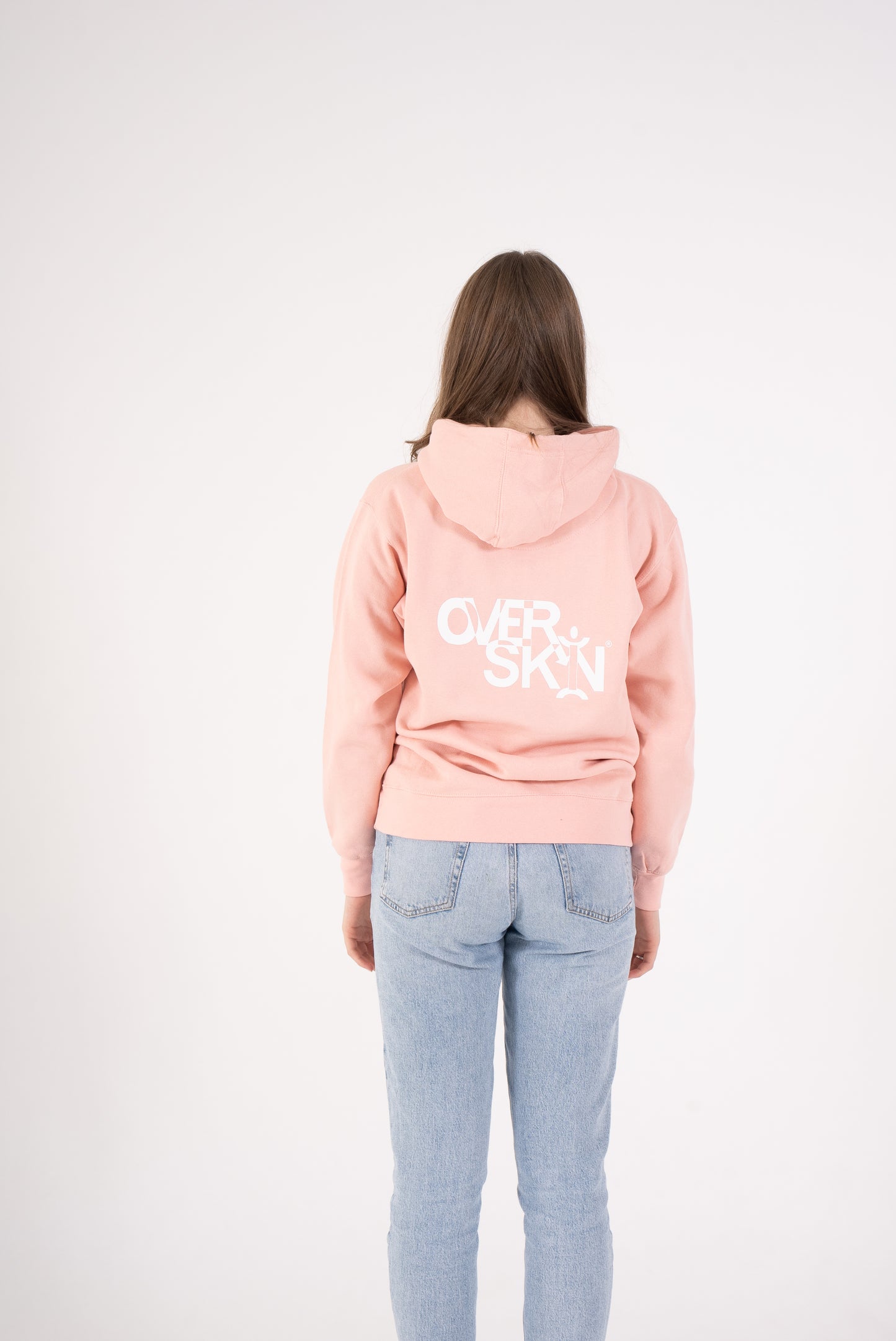 SWEAT À CAPUCHE ROSE POUDRE AVEC LOGO BLANC