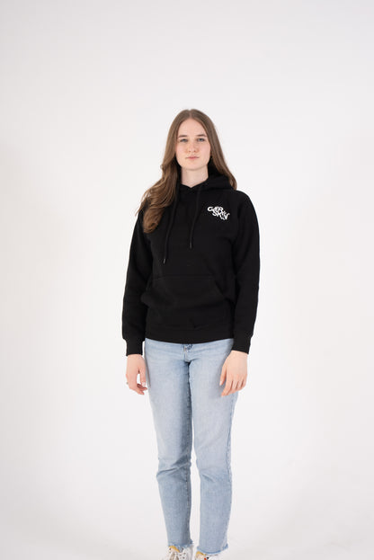 SWEAT À CAPUCHE NOIR AVEC LOGO BLANC