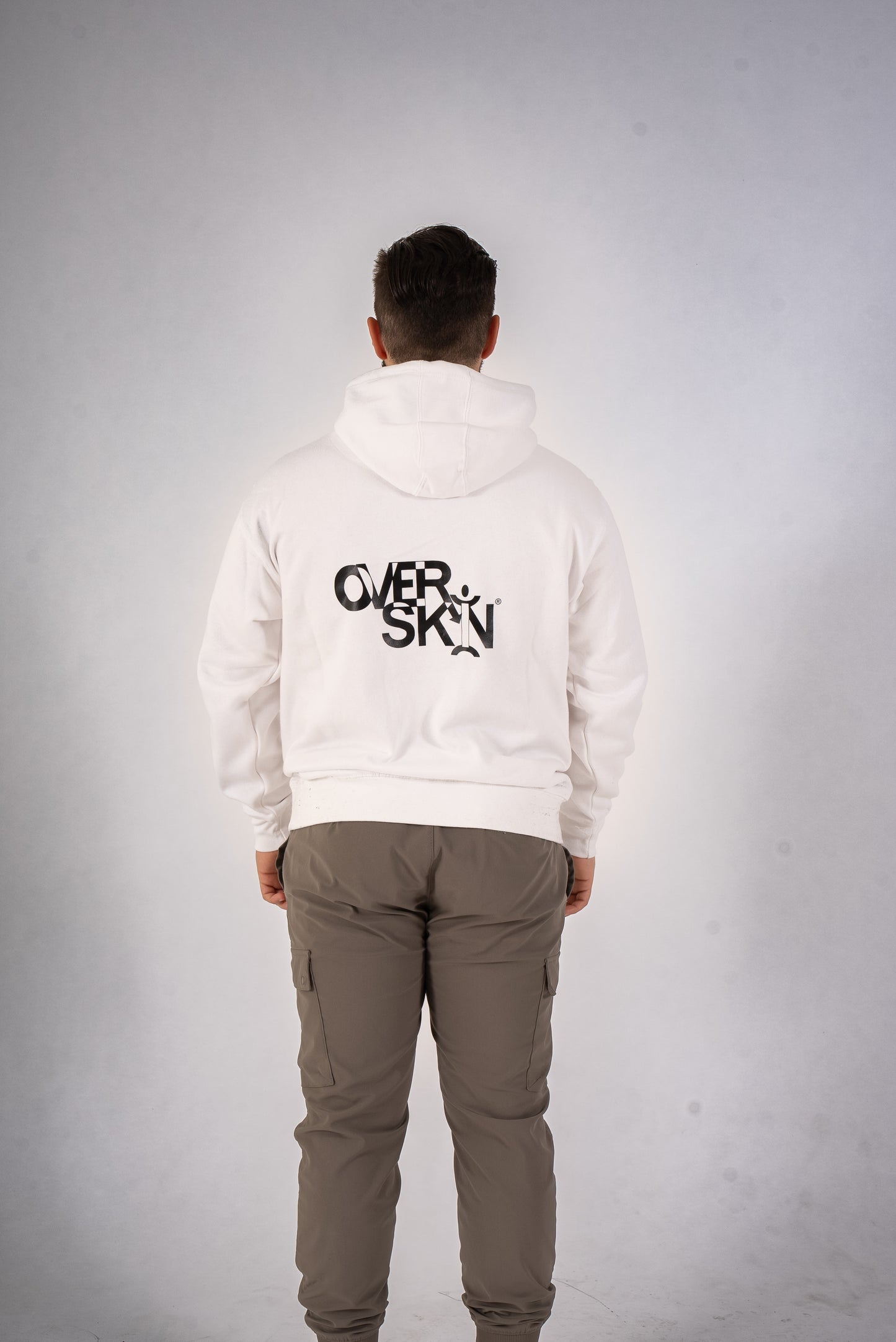 WHITE HOODIE WITH BLACK LOGO