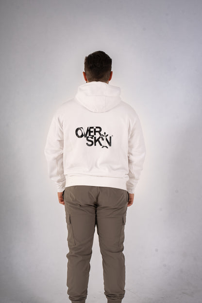 SWEAT À CAPUCHE BLANC AVEC LOGO NOIR